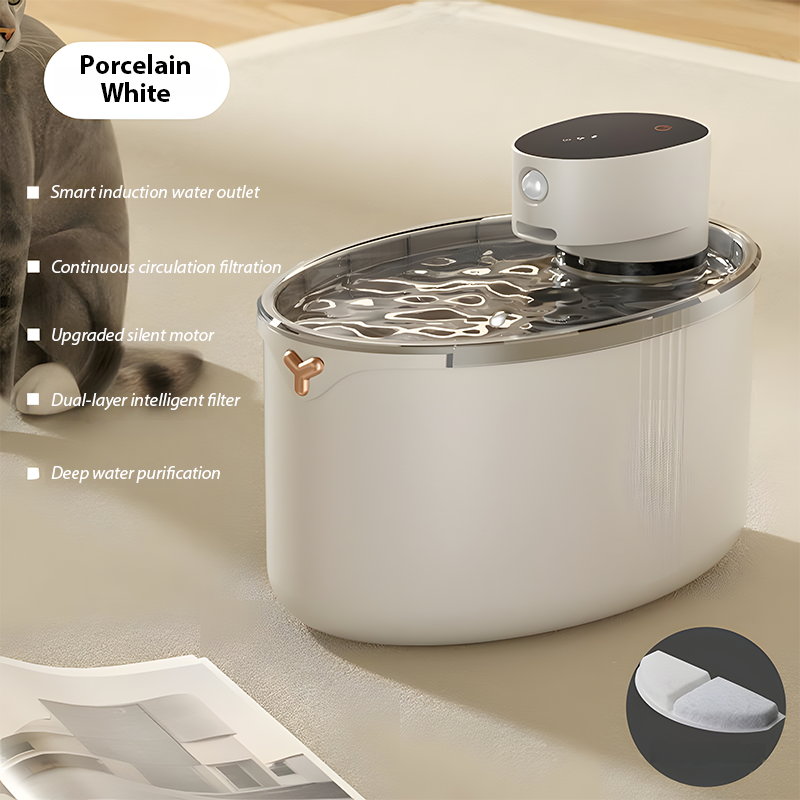 2.5L Smart Pet Water Fountain – Silent, Sensor & Safe Design