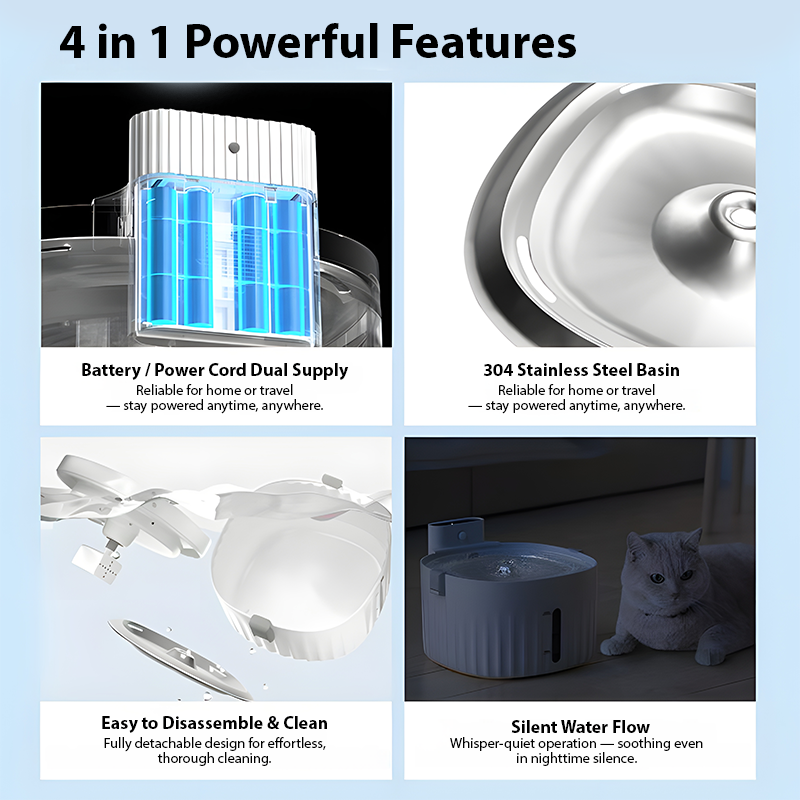 2L Cordless Smart Pet Water Fountain with Infrared Sensor