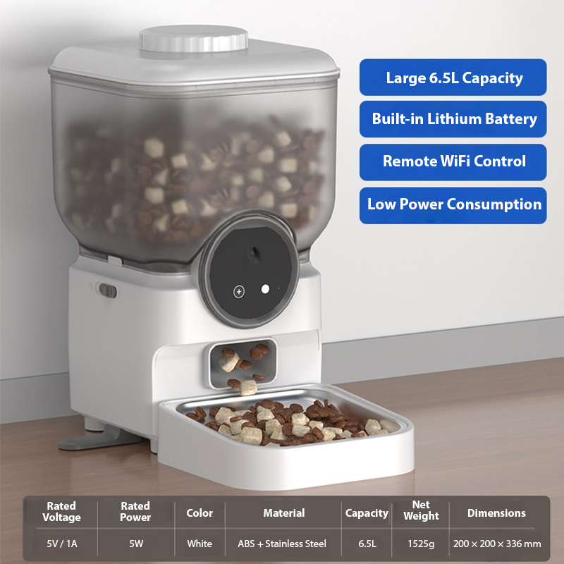 6.5L Smart Cat Feeder – Automatic Timed & Measured Feeding with App Control