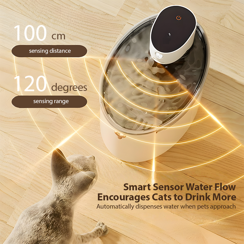 2.5L Smart Pet Water Fountain – Silent, Sensor & Safe Design