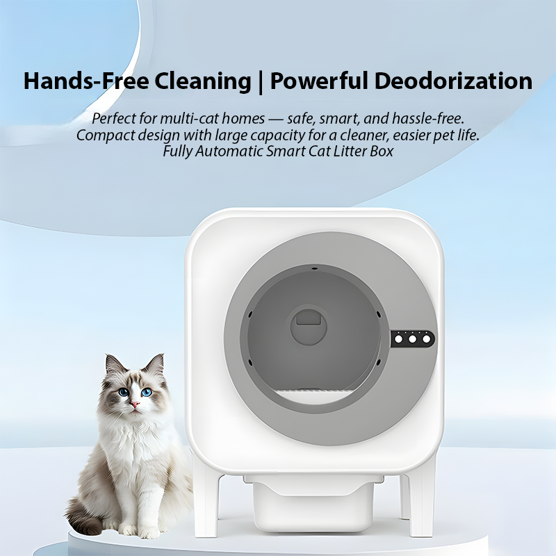 Smart Enclosed Cat Litter Box – Large Capacity, Self-Cleaning