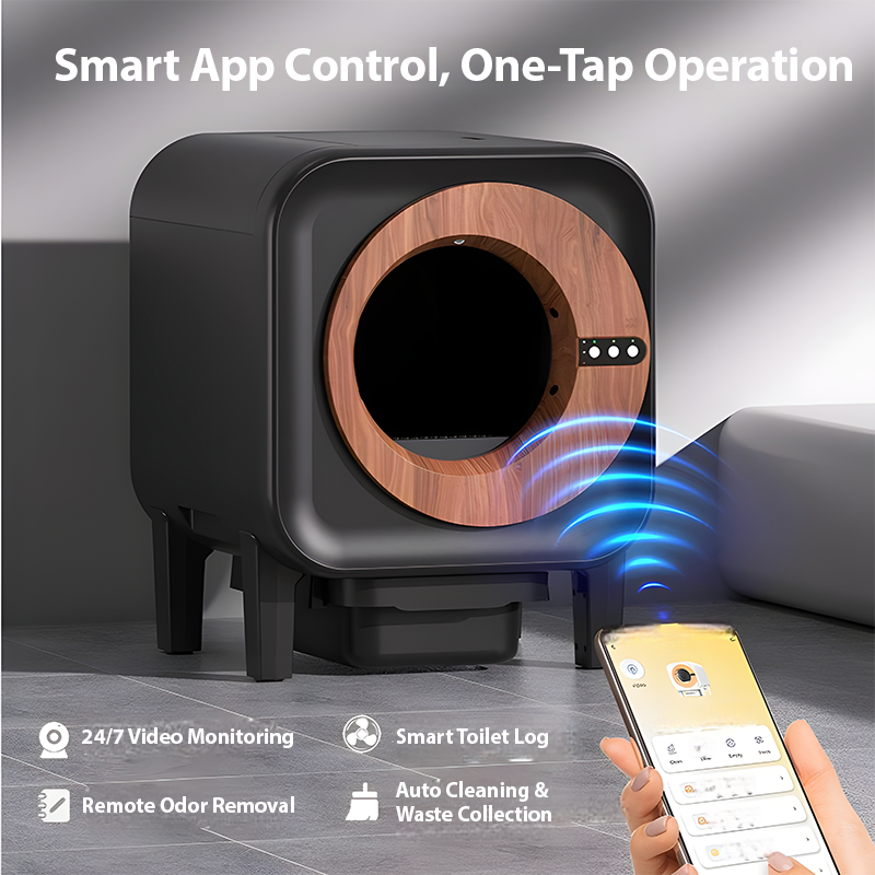 Smart Enclosed Cat Litter Box – Large Capacity, Self-Cleaning